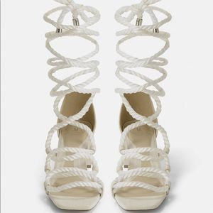 White Lace Up Sandal
